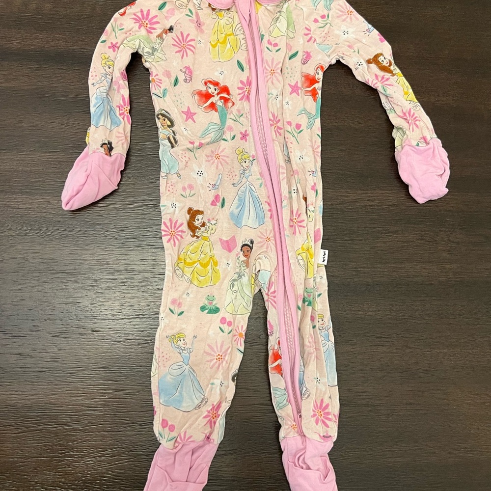 Disney Pink Princess Print Footed One-Piece Pajamas